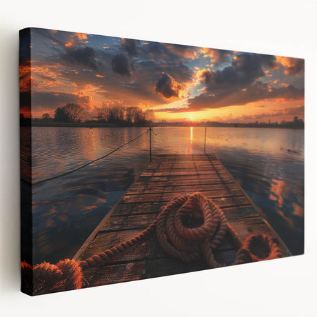 Side view of a stretched canvas depicting the Charlotte, North Carolina skyline in muted blue and gray tones.