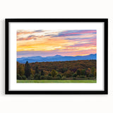 Extra large abstract art print of a colorful, textured Vermont landscape on a framed canvas, ideal for living room decor.