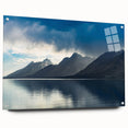 Acrylic glass print of the Grand Tetons with a clear sky, ideal for bedroom or dining room decor.