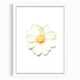 Abstract art print depicting spring with soft green and white tones on a framed canvas.