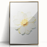 Mid-century modernist spring-themed art in a gold frame, featuring pastel floral motifs on acrylic.