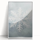 Art deco poster of a winter scene in muted blue and white tones on framed acrylic, ideal for nursery wall art.