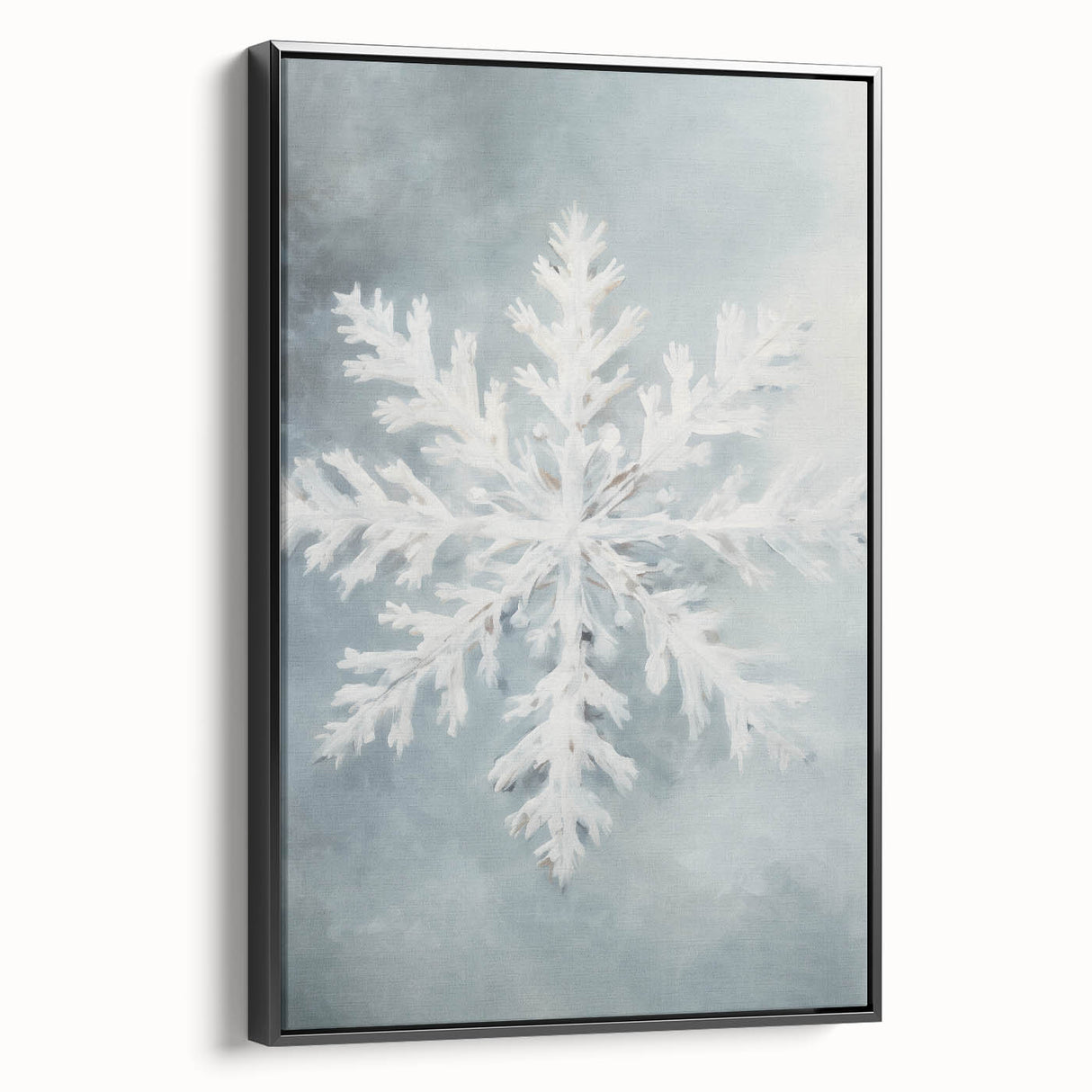 Black and white landscape art painting of winter scene on framed canvas, suitable for bedroom wall decor.
