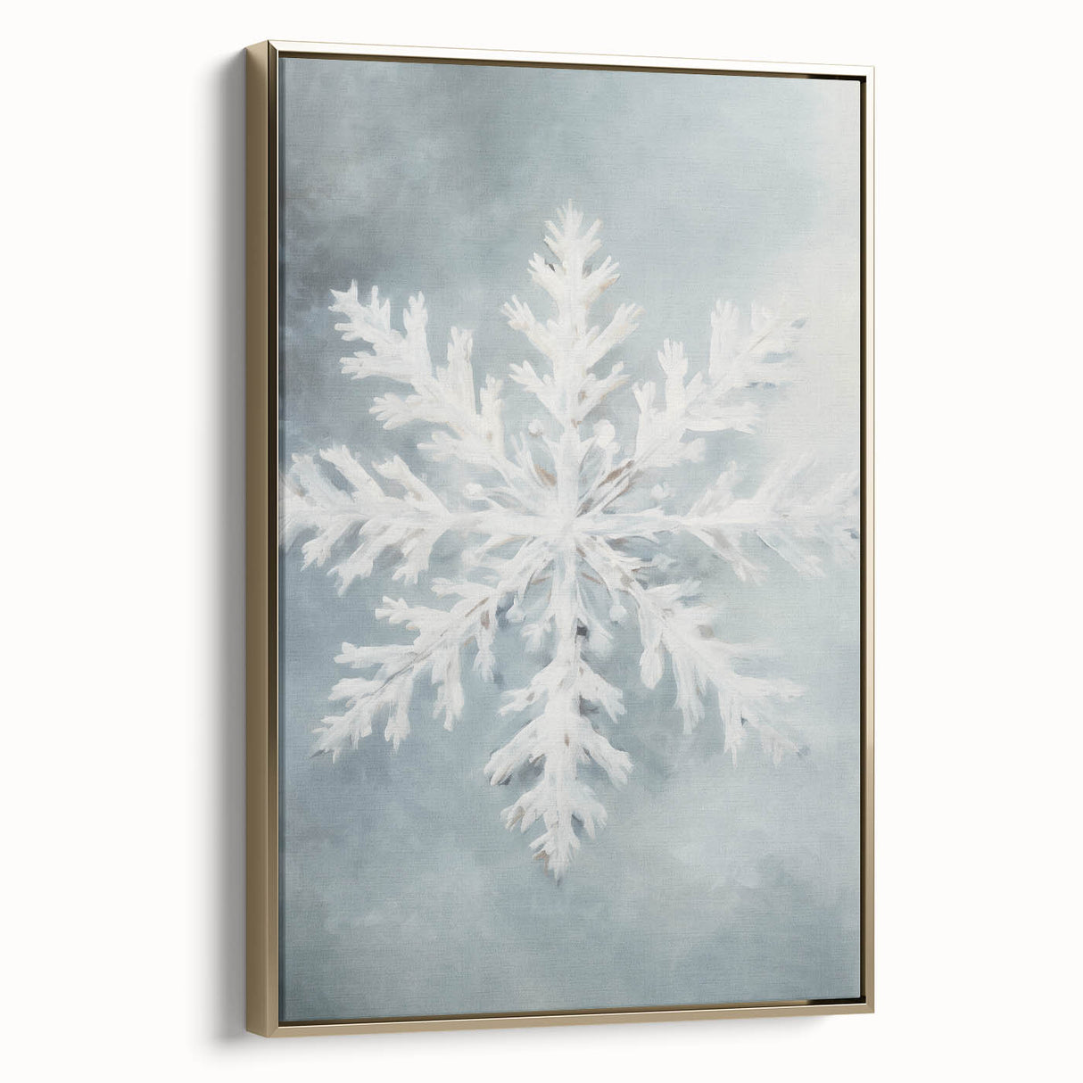 Winter landscape painting on framed canvas with muted black and gold tones, ideal for bedroom wall art.