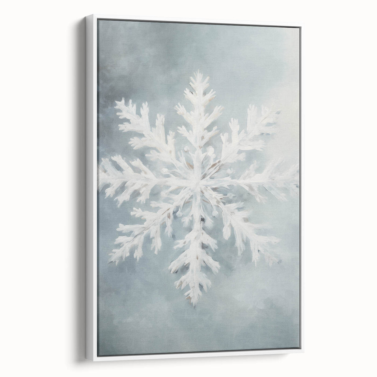 Framed canvas vintage poster art featuring a winter scene, with colorful accents on a black background.