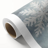 Art Deco style winter scene on rolled canvas, featuring cool blue and white tones, ideal for nursery wall art.