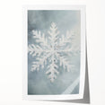 Winter-themed floral art on rolled canvas, featuring muted blue and white tones, ideal for dining room wall decor.