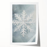 Winter-themed floral art on rolled canvas, featuring muted blue and white tones, ideal for dining room wall decor.