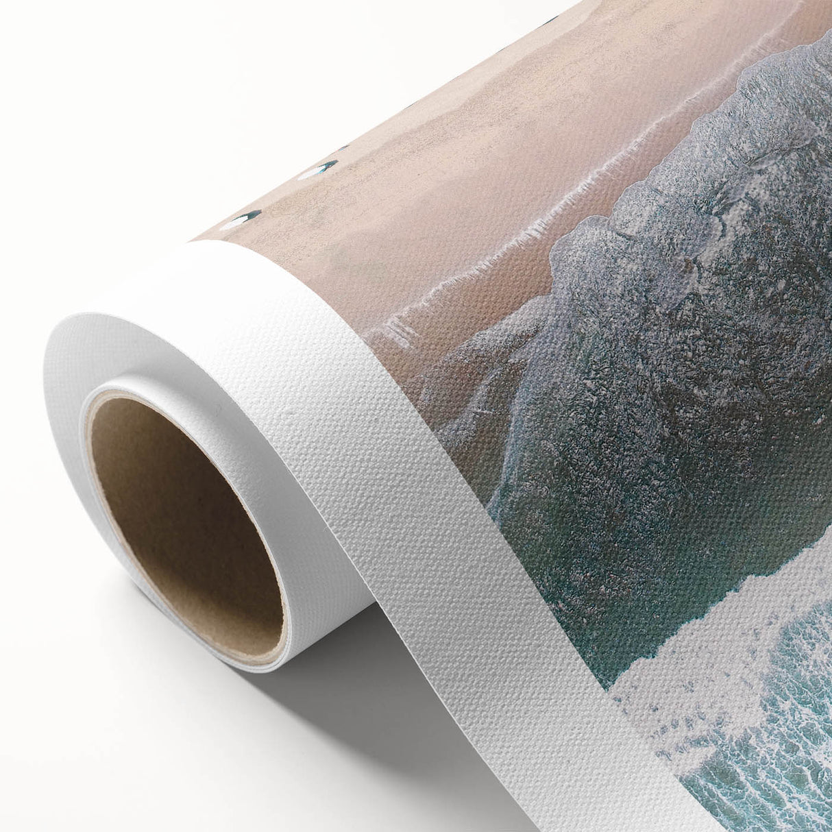 Art Deco style poster of a summer scene on rolled canvas, featuring soft pastel shades, ideal for nursery wall art.