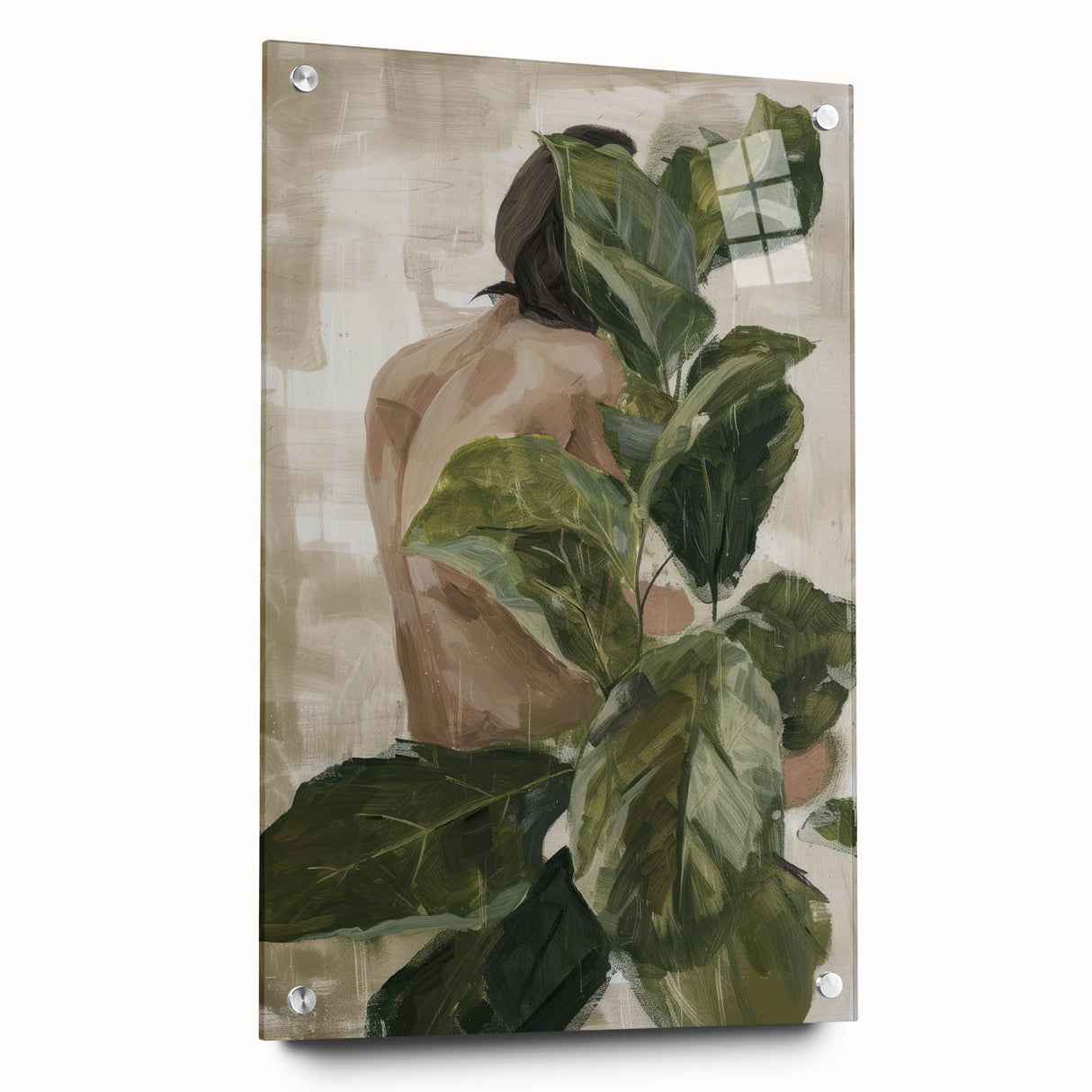 Abstract figurative acrylic artwork displayed from a side view, showcasing vibrant colors and intricate pin details that create a dynamic visual effect. Ideal for modern decor.