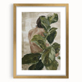 Abstract figurative frame with a gold mat, showcasing a modern art piece in front view, perfect for enhancing contemporary home decor and interior design aesthetics.