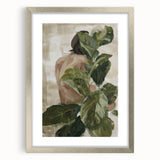 Abstract figurative art frame in silver with a white mat, showcasing a modern design, perfect for enhancing contemporary home decor aesthetics.