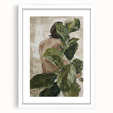 Abstract figurative artwork framed in white matting, showcasing vibrant colors and dynamic shapes, ideal for modern home decor. Perfect for enhancing living spaces.