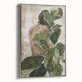Framed abstract figurative canvas artwork with a silver frame, showcasing a modern design that adds elegance and sophistication to any interior decor.
