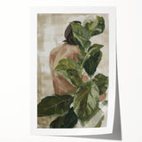 Abstract figurative art print featuring vibrant colors and dynamic shapes on a rolled canvas, designed for modern decor, packaged securely in a cardboard tube.