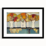 Black framed abstract floral design featuring vibrant colors and intricate patterns, perfect for modern home decor. Ideal for enhancing interior aesthetics.