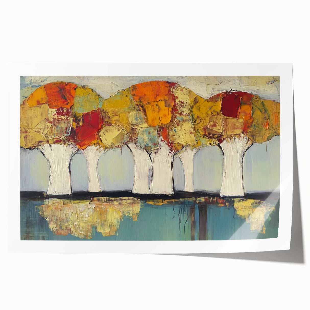 Abstract floral design printed on rolled canvas, showcasing vibrant colors and intricate patterns, ideal for home decor. Packaged securely in a protective cardboard tube.