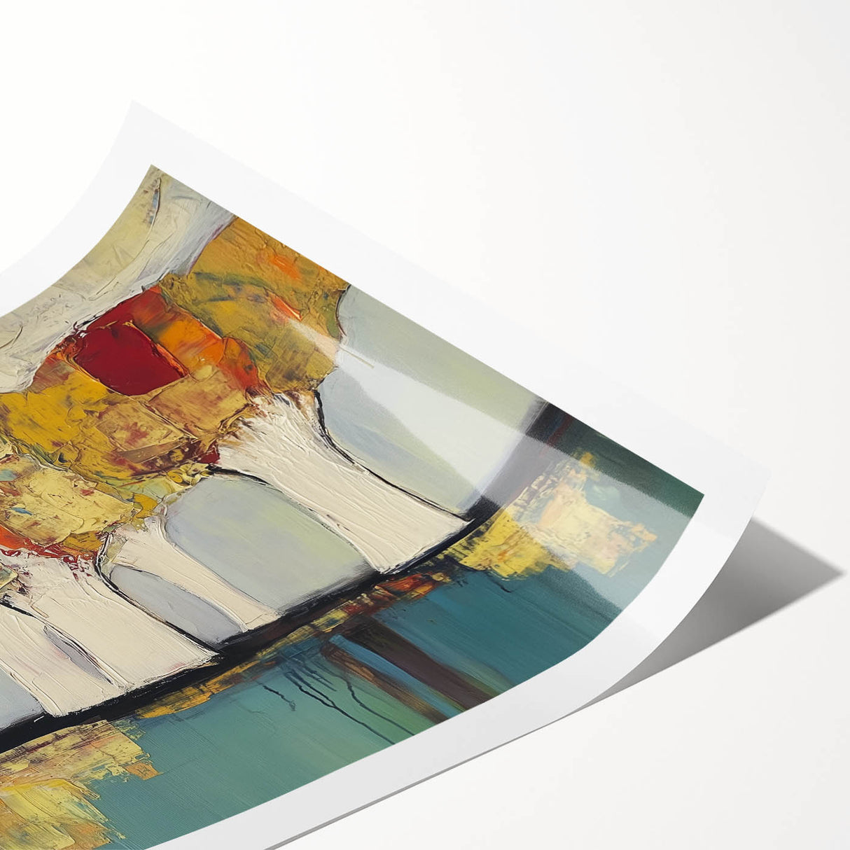 Rolled print showcasing vibrant abstract floral designs in bold colors, perfect for modern home decor. Packaged securely in a durable cardboard tube for safe delivery.