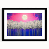 Abstract landscape frame with a black mat, featuring a modern design showcasing soft colors and geometric patterns, ideal for contemporary home decor.