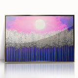 Framed abstract landscape artwork with a gold-accented design, featuring fluid shapes in earthy tones, ideal for modern home decor. Perfect for adding a touch of elegance to living spaces or offices.