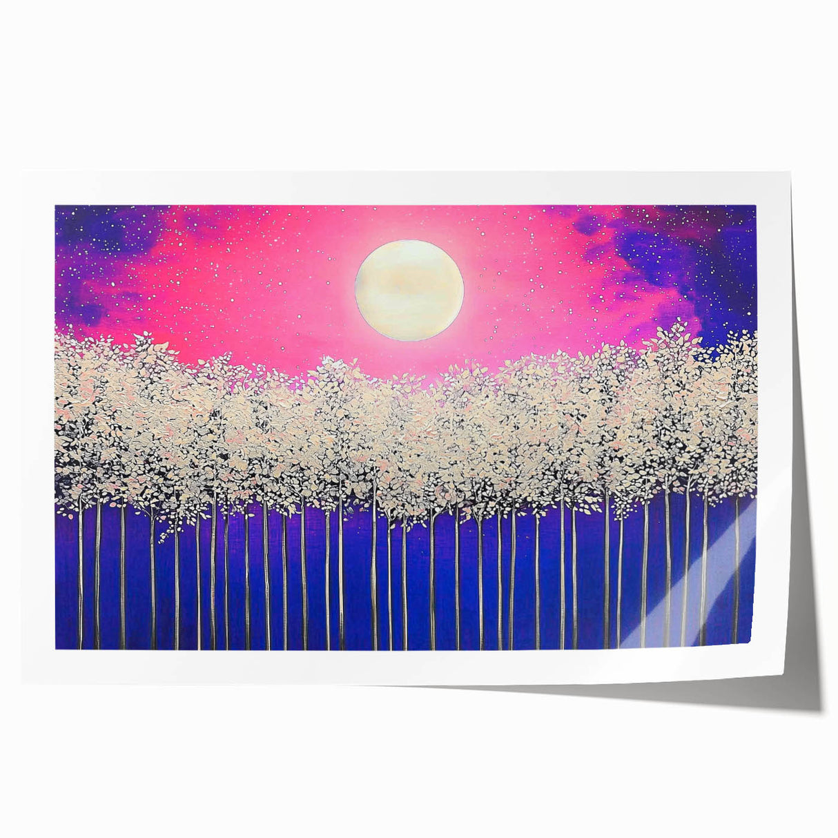 Abstract landscape rolled print showcasing vibrant colors and fluid shapes, ideal for modern home decor. The artwork features a harmonious blend of blues, greens, and earthy tones, evoking a serene natural scene that enhances any living space. Perfect for art enthusiasts seeking a unique design piece.