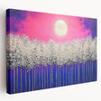 Stretched canvas artwork showcasing an abstract landscape in muted tones of blue and green, designed to enhance modern interiors with a calming aesthetic. Ideal for living rooms or offices, this piece adds a touch of sophistication and tranquility.