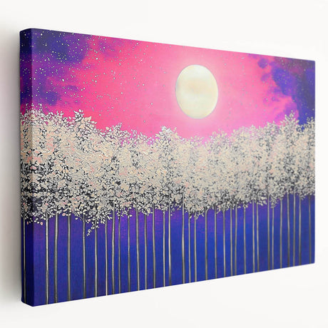 Stretched canvas artwork showcasing an abstract landscape in muted tones of blue and green, designed to enhance modern interiors with a calming aesthetic. Ideal for living rooms or offices, this piece adds a touch of sophistication and tranquility.