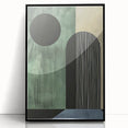 Minimalist abstract wall art featuring a black and white design, framed in sleek acrylic for a modern touch, ideal for enhancing contemporary home decor.