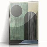 Framed abstract minimalist wall art in silver acrylic, showcasing a geometric design that enhances modern decor, perfect for stylish interior spaces.