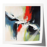 Large Abstract Wall Art – Red, Black & Olive Green Expressionist Canvas