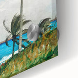 Palm Tree, Nassau Realism Art Print - Tropical Coastal Canvas Decor