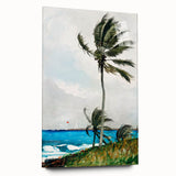 Palm Tree, Nassau Realism Art Print - Tropical Coastal Canvas Decor