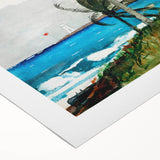 Palm Tree, Nassau Realism Art Print - Tropical Coastal Canvas Decor