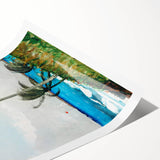 Palm Tree, Nassau Realism Art Print - Tropical Coastal Canvas Decor