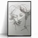 Framed abstract figurative artwork showcasing a modern black design, highlighting fluid shapes and lines, perfect for contemporary decor. Ideal for enhancing living spaces with a touch of elegance.
