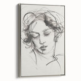 Framed abstract figurative canvas art with a silver frame, showcasing a modern design that adds elegance to any interior. Perfect for contemporary home decor.
