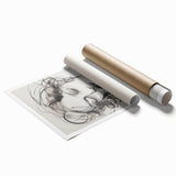 Abstract figurative rolled print featuring bold colors and dynamic shapes, showcasing a modern artistic design ideal for contemporary home decor, packaged securely in a cardboard tube.