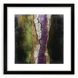 Abstract floral artwork framed in black with a mat, showcasing vibrant colors and intricate designs, ideal for enhancing modern home decor. Perfect for living rooms or creative spaces.