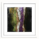 Abstract floral frame artwork with a white mat, showcasing vibrant colors and intricate floral designs, perfect for home decor or gallery display.