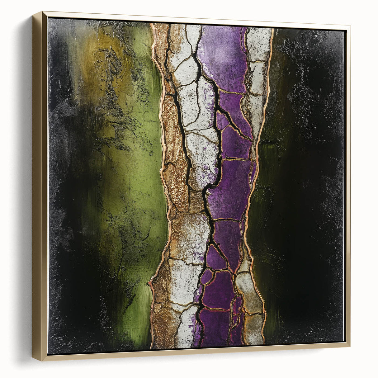 Framed abstract floral canvas art in silver and gold hues, showcasing intricate designs and textures that enhance modern decor. Perfect for living spaces.
