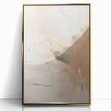 Framed abstract minimalist wall art featuring a gold design on a sleek acrylic surface, set against a neutral background, ideal for modern home decor.