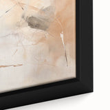 Close-up of a framed abstract minimalist wall art piece showcasing soft, muted colors and geometric shapes, perfect for modern home decor.