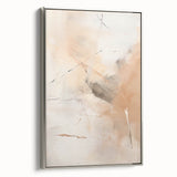 Framed minimalist abstract wall art showcasing elegant silver tones, displayed in a modern setting, perfect for contemporary home décor.