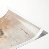 Abstract minimalist wall art print in muted earth tones, featuring geometric shapes and soft lines, elegantly rolled and ready for framing. Perfect for modern decor.