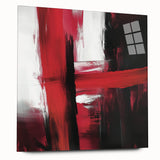 Modern Abstract Wall Art – Bold Red & Black Minimalist Canvas Print