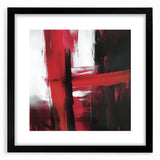 Modern Abstract Wall Art – Bold Red & Black Minimalist Canvas Print