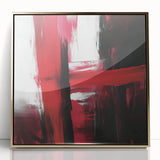 Modern Abstract Wall Art – Bold Red & Black Minimalist Canvas Print