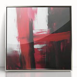 Modern Abstract Wall Art – Bold Red & Black Minimalist Canvas Print