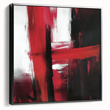 Modern Abstract Wall Art – Bold Red & Black Minimalist Canvas Print