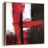 Modern Abstract Wall Art – Bold Red & Black Minimalist Canvas Print